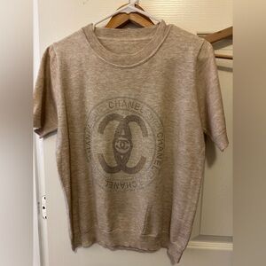 Beige Short Sleeve Sweater